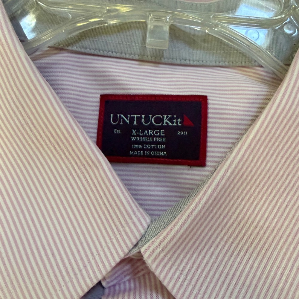 UNTUCKit Mens XL Shirt Bundle 3pc Wrinkle Free Cotton Plaid Pinstripe Grid XL - Picture 2 of 16